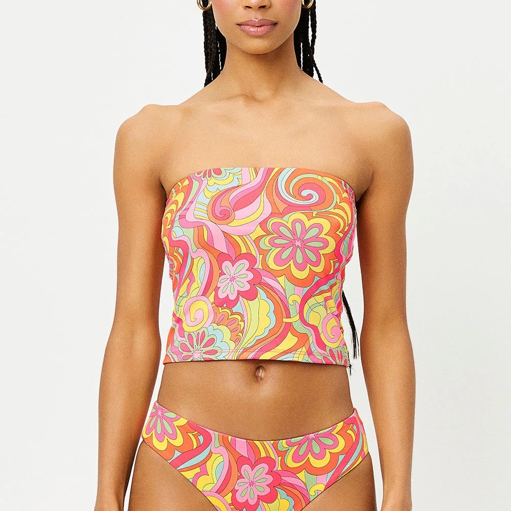 Frankies Bikinis Peace Strapless Bikini Tube Top Far Out